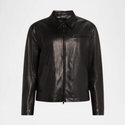Brioni Herren Bikerjacke aus Leder Schwarz
