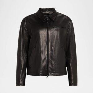 Brioni Herren Bikerjacke aus Leder Schwarz