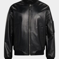 Dsquared2 Herren Leder-Bomberjacke Schwarz