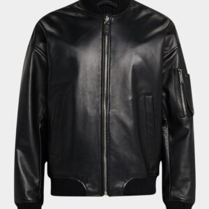 Dsquared2 Herren Leder-Bomberjacke Schwarz