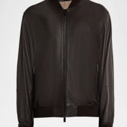 Emporio Armani Herren Lederjacke mit Strickbündchen