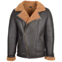 Herren Aviator Lammfelljacke Braun Ginger