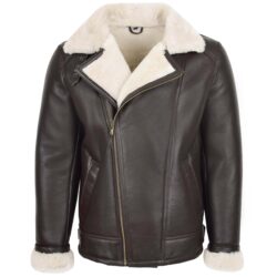 Warme Herren Lammfelljacke aus schwarzem Echtleder und weichem Lammfell von Rovanzi
