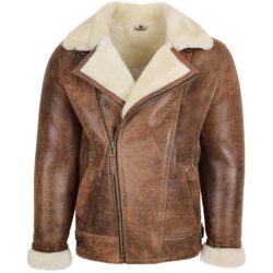 Herren Aviator Lammfelljacke Vintage Braun