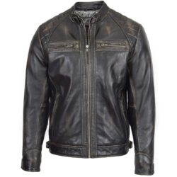 Entdecken Sie die Herren Biker-Lederjacke mit Stehkragen in markanter Rub-Off Vintage-Optik. Perfekter Schnitt, robustes Leder. Jetzt online kaufen!