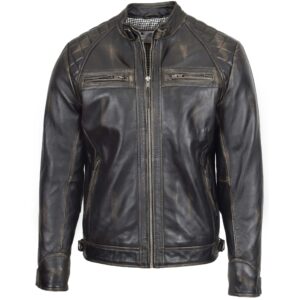 Entdecken Sie die Herren Biker-Lederjacke mit Stehkragen in markanter Rub-Off Vintage-Optik. Perfekter Schnitt, robustes Leder. Jetzt online kaufen!