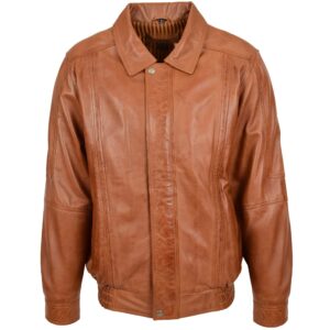 Klassische Herren Bomber Lederjacke Jim Tan