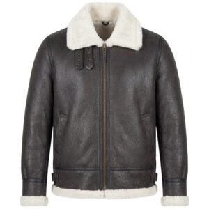 Herren Lammfelljacke B3 Vintage Weiß