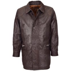 Klassischer Herren Leder-Mantel M2 Braun