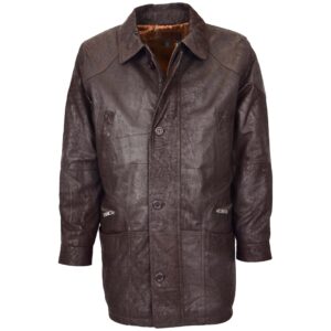Klassischer Herren Leder-Mantel M2 Braun