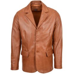 Herren Leder-Blazer Klassisch Drei-Knopf David Tan