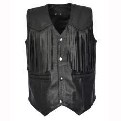 Herren Biker Lederweste im Western-Stil Schwarz
