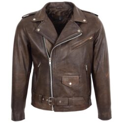 Rovanzi herren leder bikerjacke brando antikbraun kyle, klassische motorradjacke aus robustem heavy duty leder in antikbraun, vorderansicht