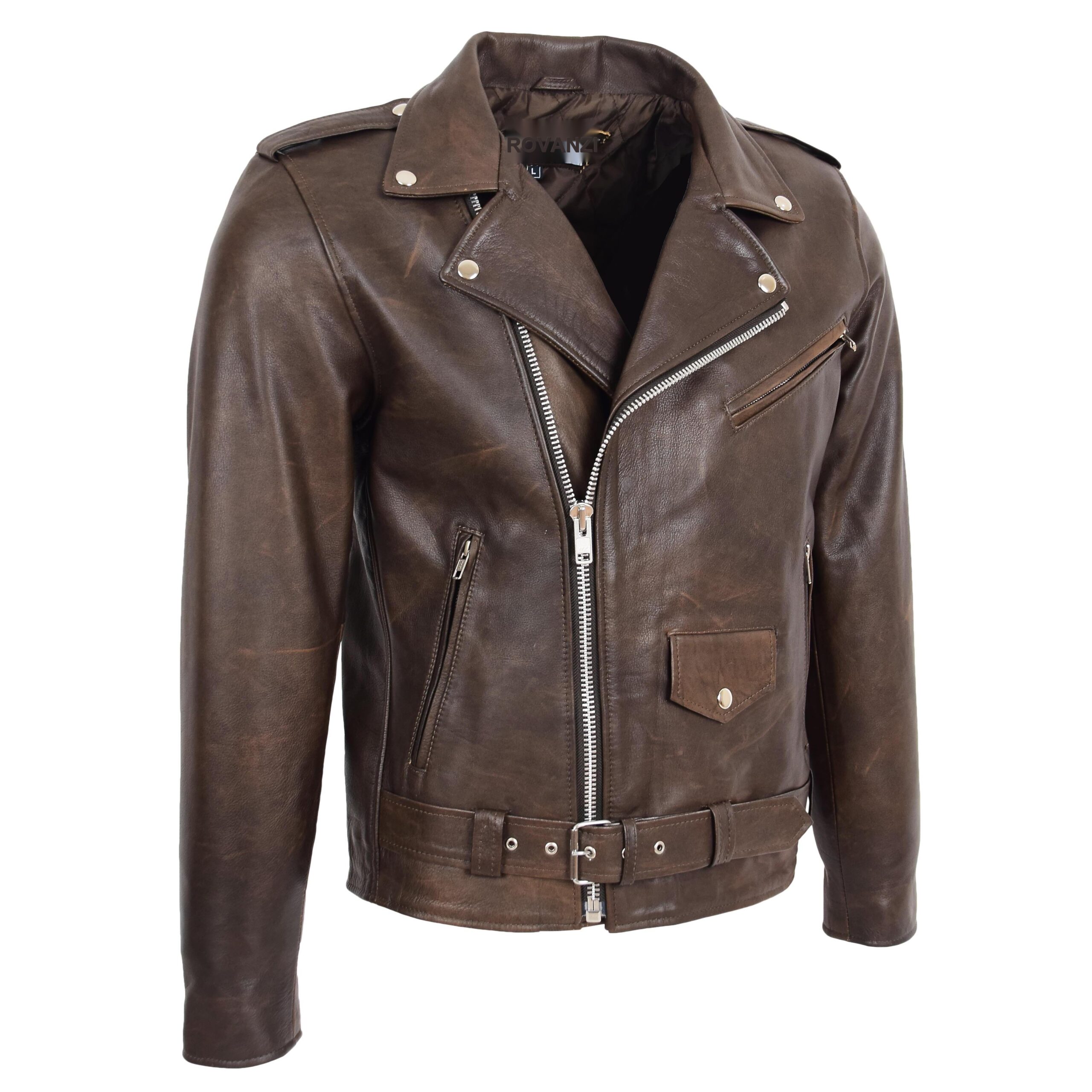 Herren Leder Bikerjacke Brando Antikbraun Kyle - Image 4