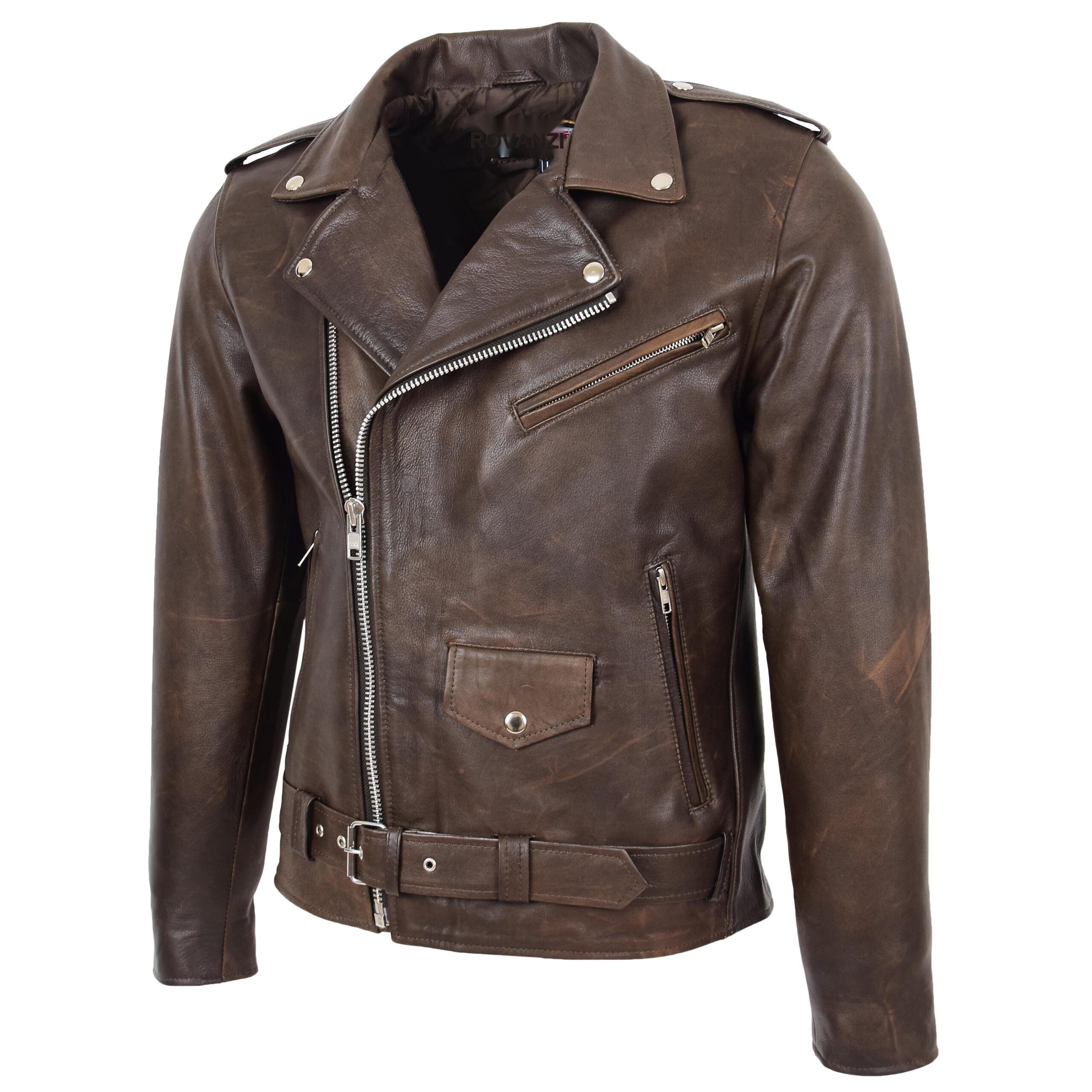 Herren Leder Bikerjacke Brando Antikbraun Kyle - Image 5