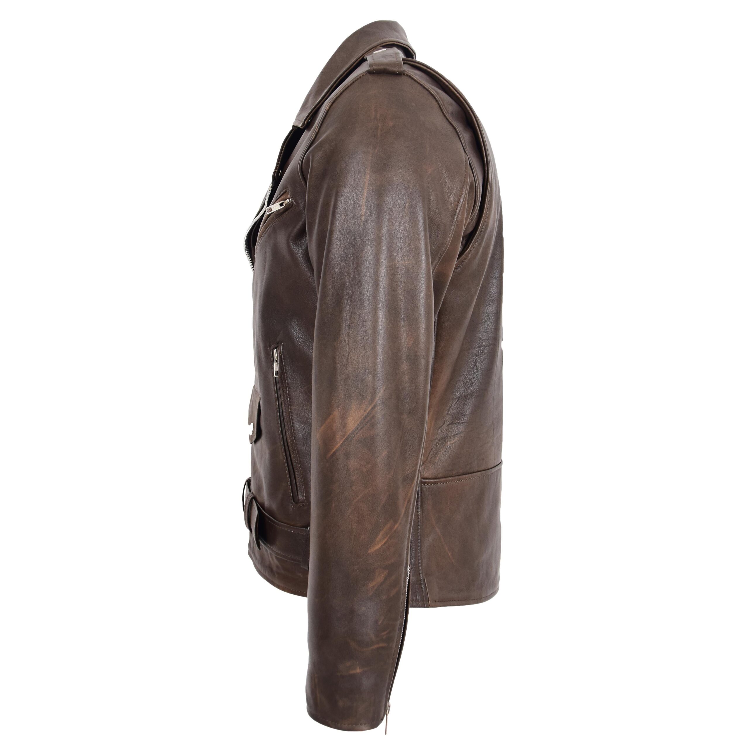 Herren Leder Bikerjacke Brando Antikbraun Kyle - Image 6