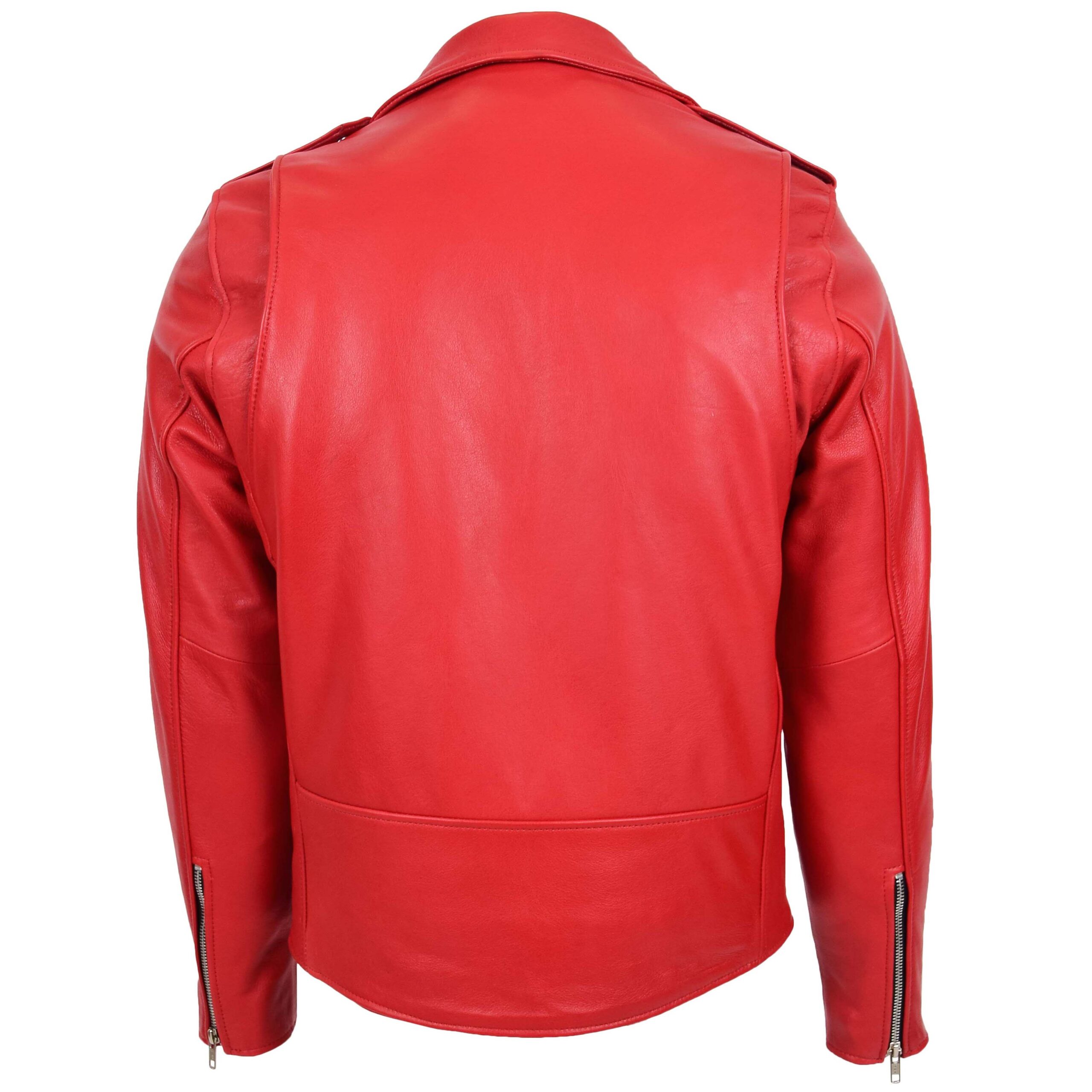 Herren Biker-Lederjacke Brando Stil Rot Kyle - Image 2