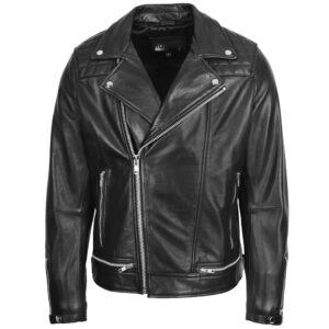 Herren Lederjacke Biker Brando Stil Sean Schwarz