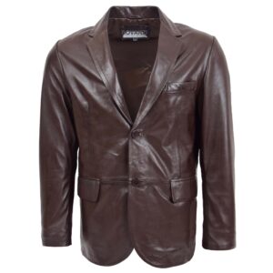 Zavi Herren Leder-Blazer in Braun