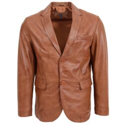 Zavi Leder-Blazer für Herren in Tan