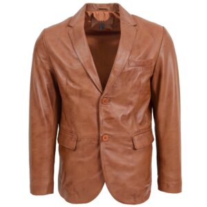 Zavi Leder-Blazer für Herren in Tan