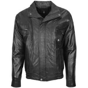 Robert Herren Leder Bomberjacke Schwarz