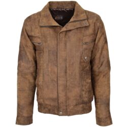 Herren Leder Bomberjacke Robert Braun