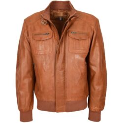 Herren Leder Bomberjacke Tom Tan