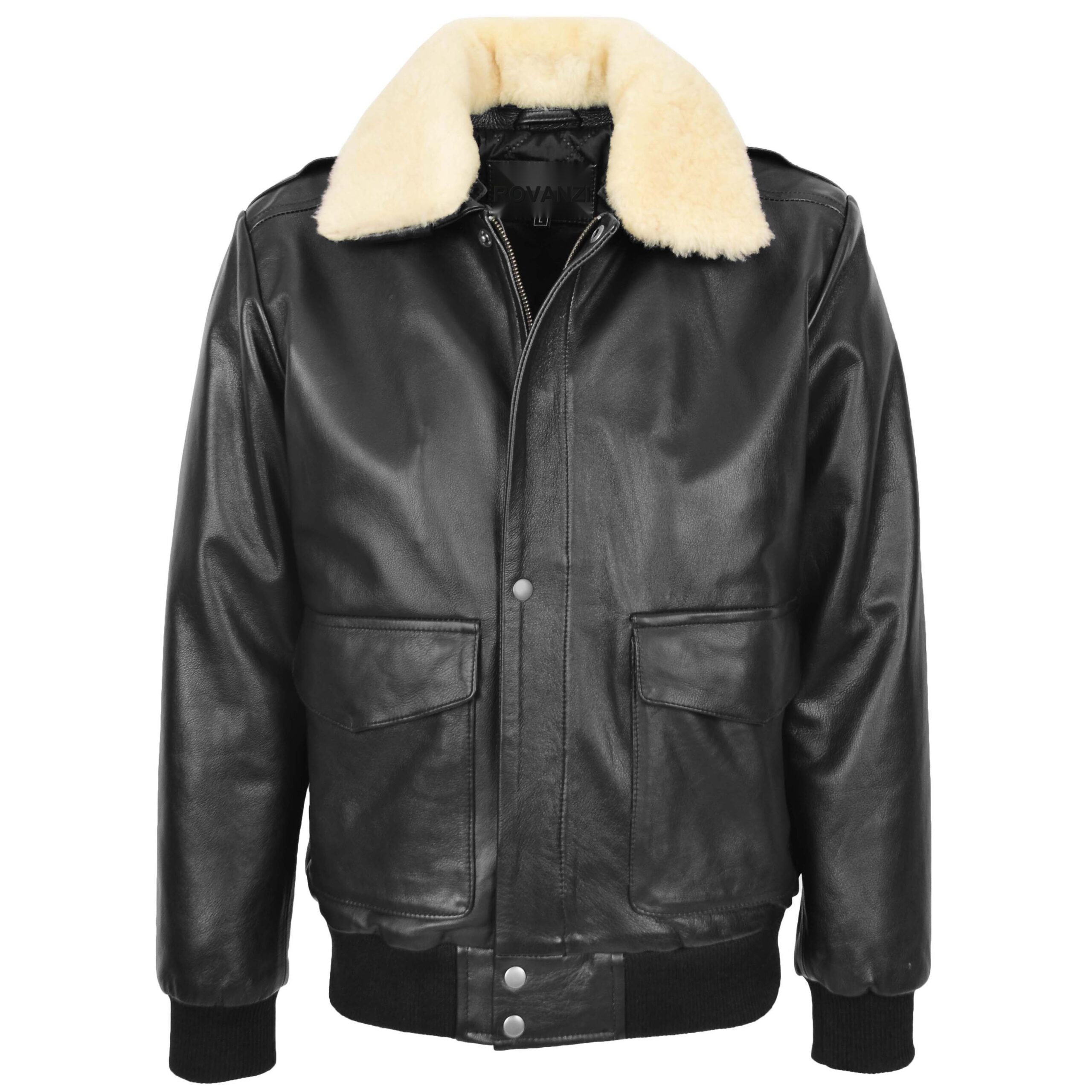 Jarrod Herren Leder Bomberjacke im Aviator-Stil Schwarz