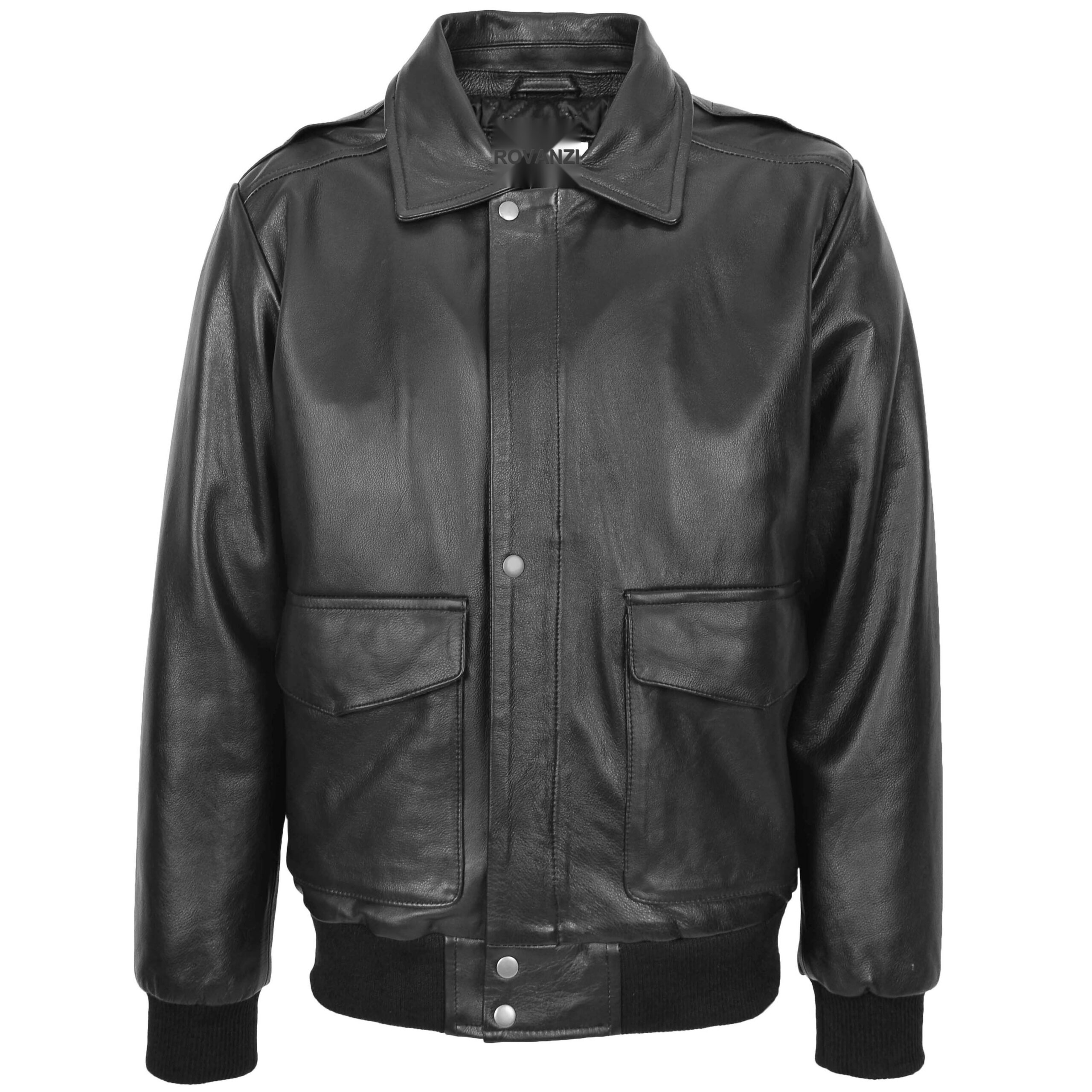 Jarrod Herren Leder Bomberjacke im Aviator-Stil Schwarz - Image 3