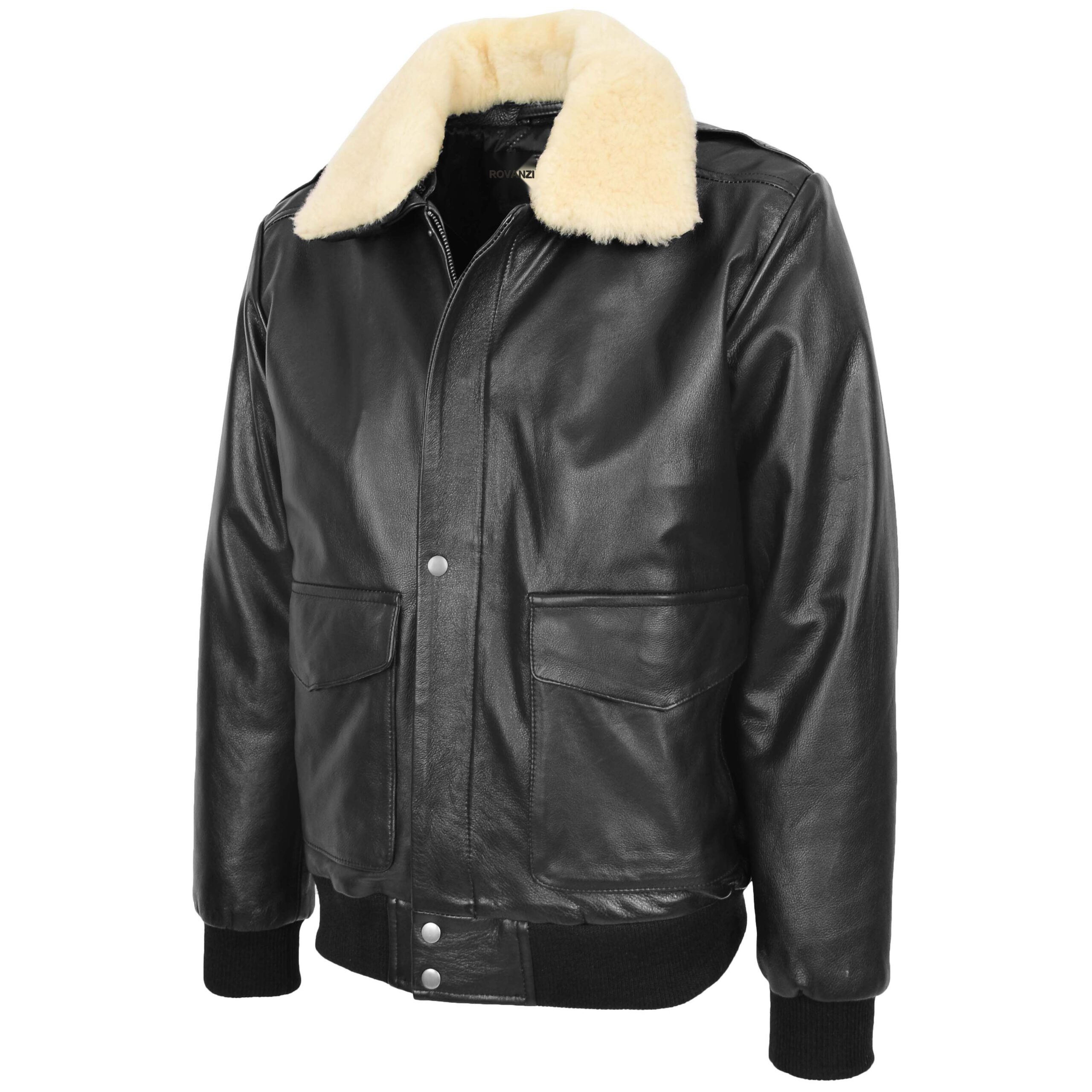 Jarrod Herren Leder Bomberjacke im Aviator-Stil Schwarz - Image 4