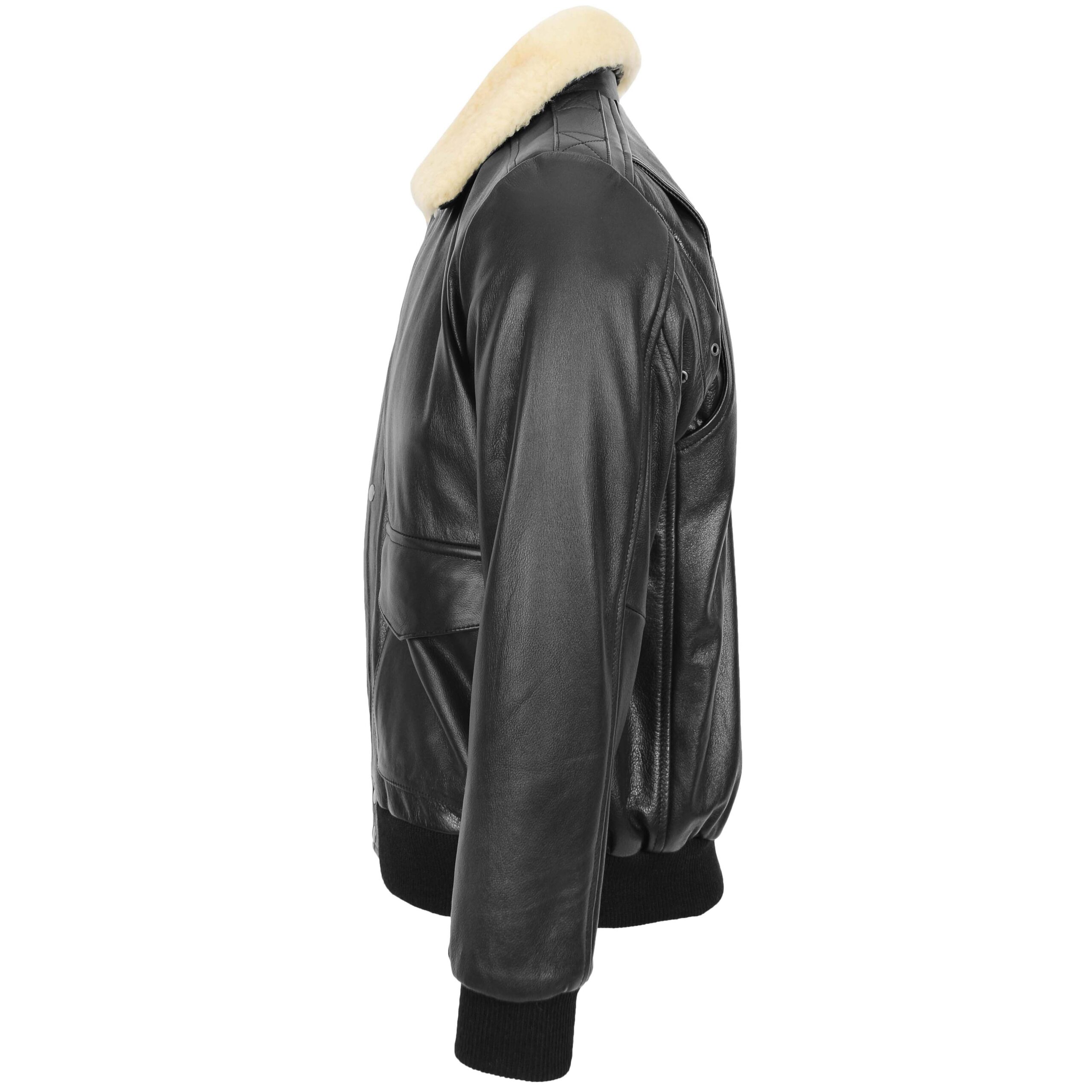 Jarrod Herren Leder Bomberjacke im Aviator-Stil Schwarz - Image 5