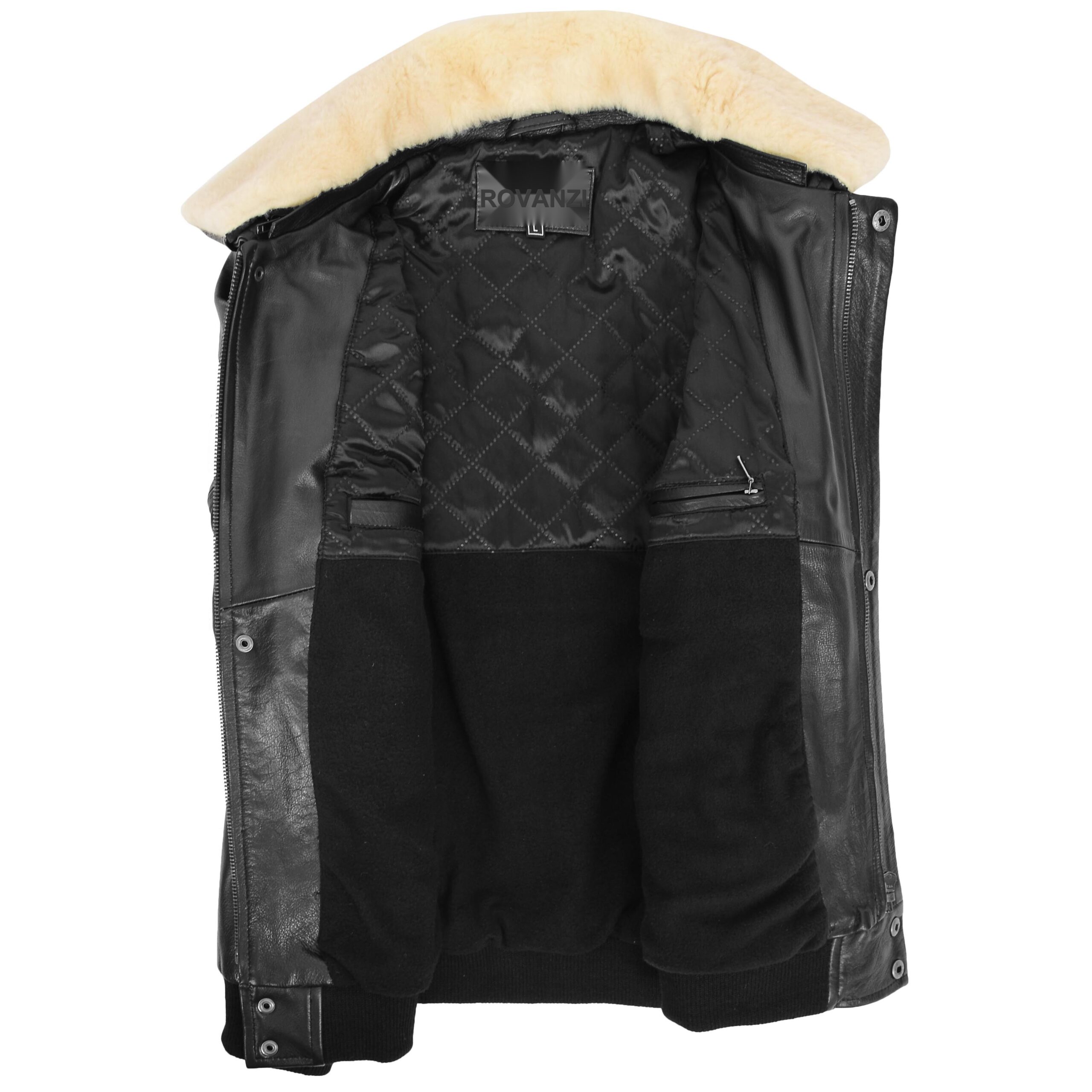 Jarrod Herren Leder Bomberjacke im Aviator-Stil Schwarz - Image 6