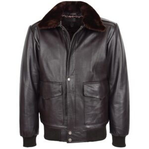 Jarrod Herren Leder Bomberjacke Aviator Style Braun