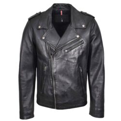 Daylen Herren Leder Bikerjacke Schwarz