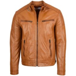 Ron Tan Herren Cafe Racer Lederjacke