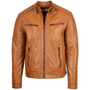 Ron Tan Herren Cafe Racer Lederjacke