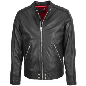 Andy Herren Biker Lederjacke Schwarz