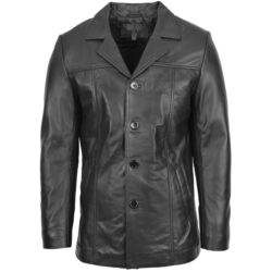 Klassische Herren Leder-Reefer Jacke Thrill Black