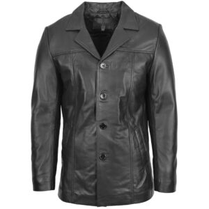 Klassische Herren Leder-Reefer Jacke Thrill Black