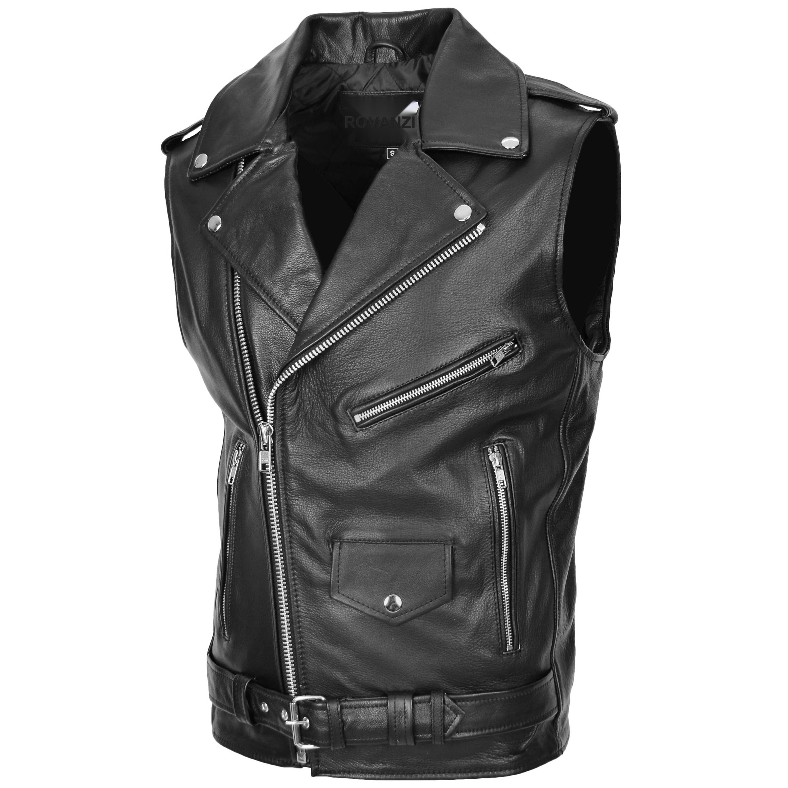 Jones Herren Lederweste im Biker-Stil Schwarz - Image 3