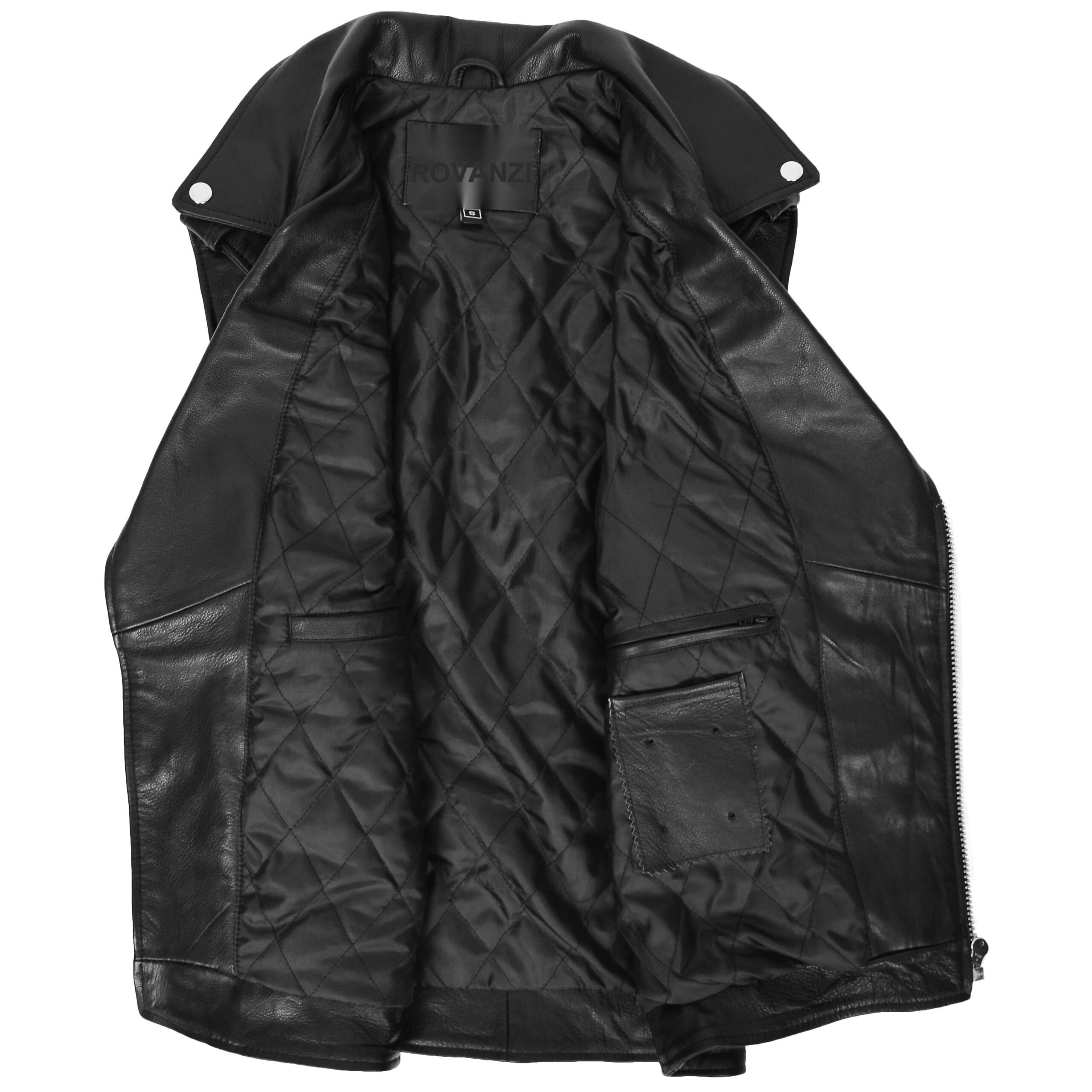 Jones Herren Lederweste im Biker-Stil Schwarz - Image 5