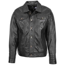 Herren Lederjacke Terry im Rider-Stil Schwarz
