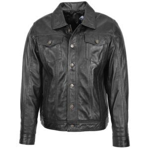 Herren Lederjacke Terry im Rider-Stil Schwarz