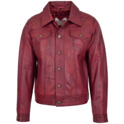 Lee Rider Herren Lederjacke Burgund Casual