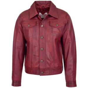 Lee Rider Herren Lederjacke Burgund Casual