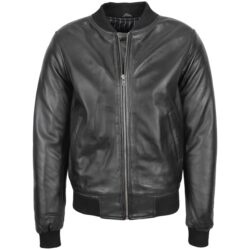 Herren Leder Bomberjacke Ryan Schwarz