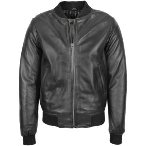 Herren Leder Bomberjacke Ryan Schwarz