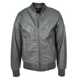 Herren Leder Bomberjacke Ryan Grau