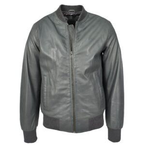 Herren Leder Bomberjacke Ryan Grau